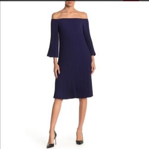 Trina Turk Navy Off-Shoulder Dress